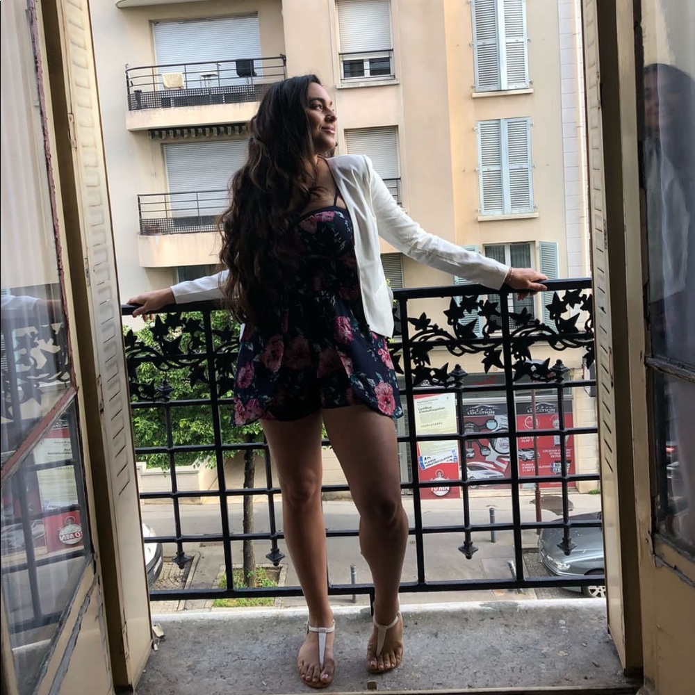 Floral Navy Romper